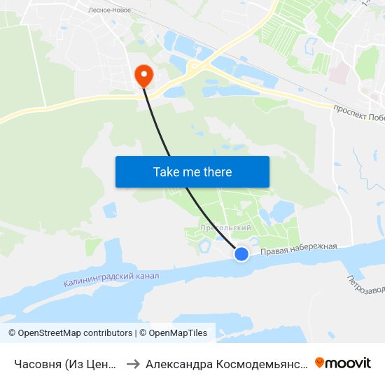 Часовня (Из Центра) to Александра Космодемьянского map