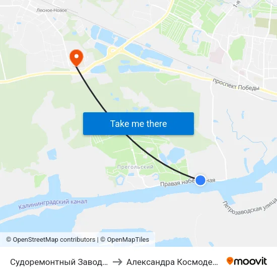 Судоремонтный Завод (В Центр) to Александра Космодемьянского map