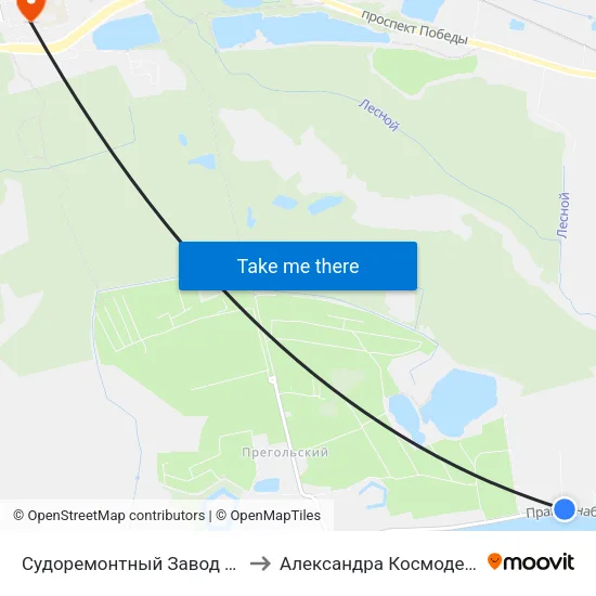 Судоремонтный Завод (Из Центра) to Александра Космодемьянского map
