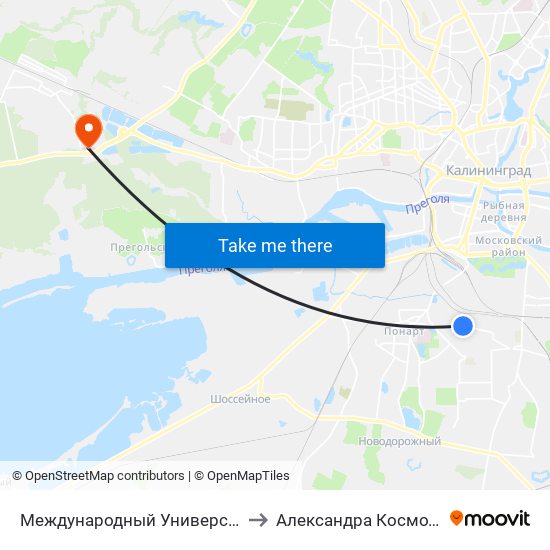 Международный Университет (Из Центра) to Александра Космодемьянского map