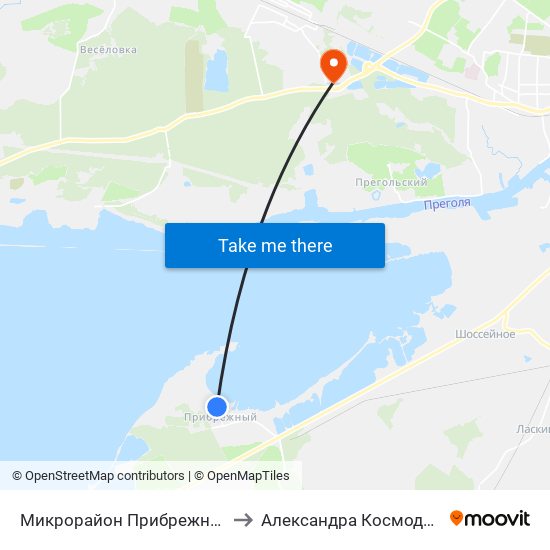 Микрорайон Прибрежный (В Центр) to Александра Космодемьянского map