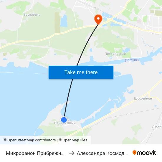 Микрорайон Прибрежный (В Центр) to Александра Космодемьянского map