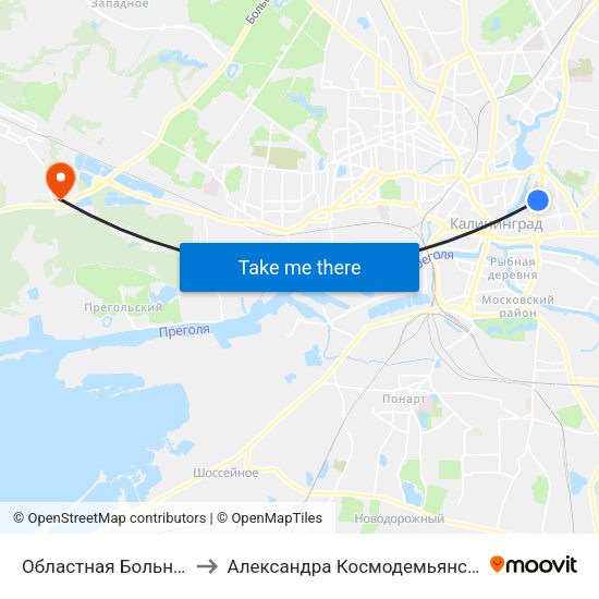 Областная Больница to Александра Космодемьянского map