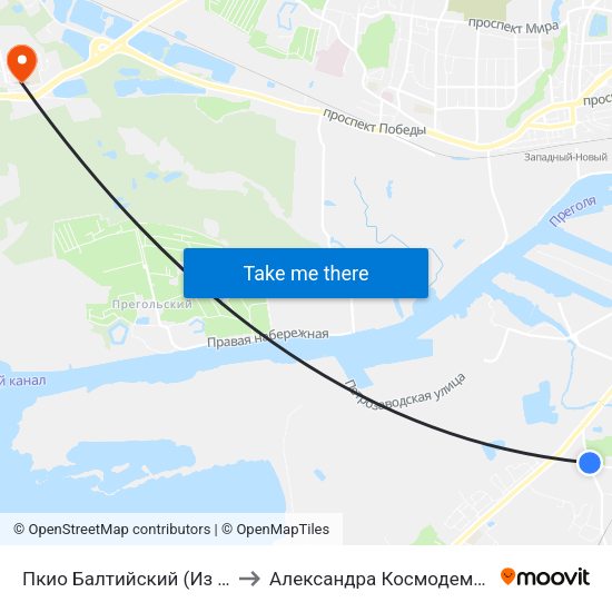 Пкио Балтийский (Из Центра) to Александра Космодемьянского map