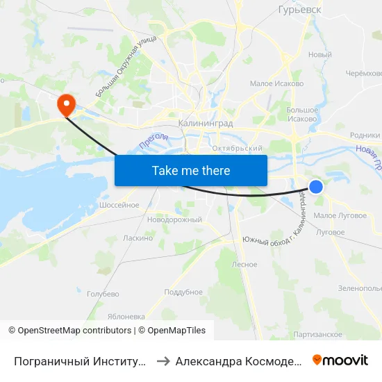 Пограничный Институт (В Центр) to Александра Космодемьянского map