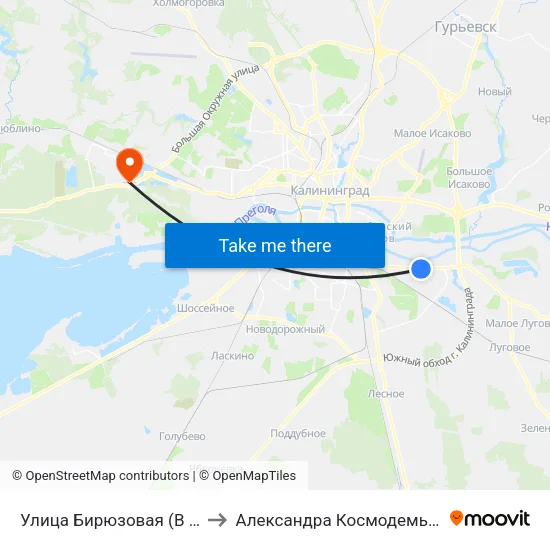 Улица Бирюзовая (В Центр) to Александра Космодемьянского map