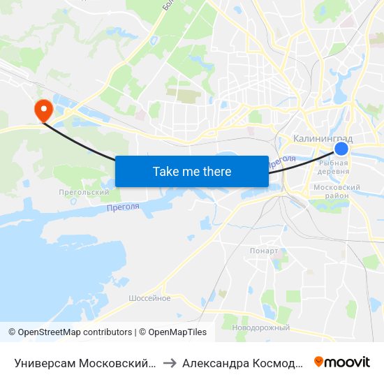 Универсам Московский (Из Центра) to Александра Космодемьянского map