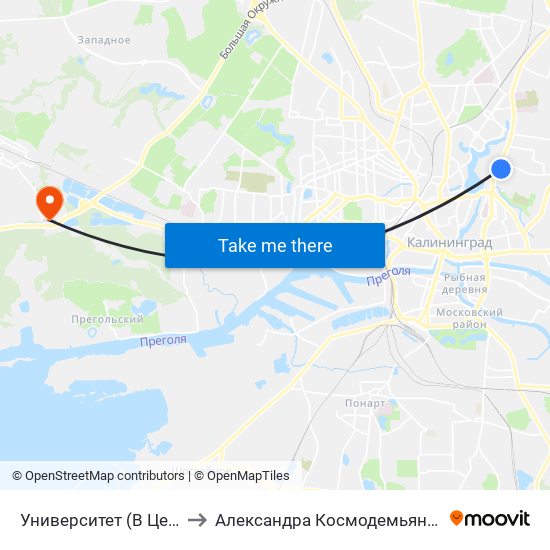 Университет (В Центр) to Александра Космодемьянского map