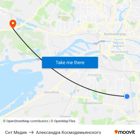 Снт Медик to Александра Космодемьянского map