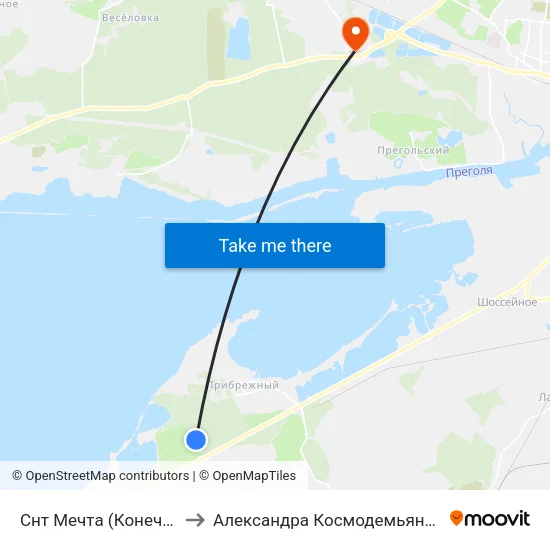 Снт Мечта (Конечная) to Александра Космодемьянского map