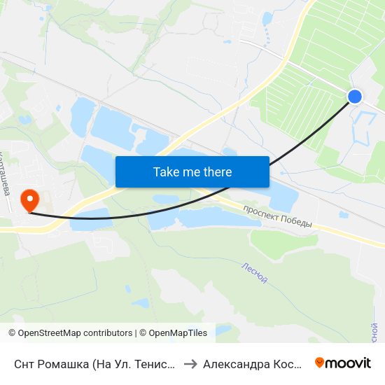Снт Ромашка (На Ул. Тенистая Аллея, Из Центра) to Александра Космодемьянского map