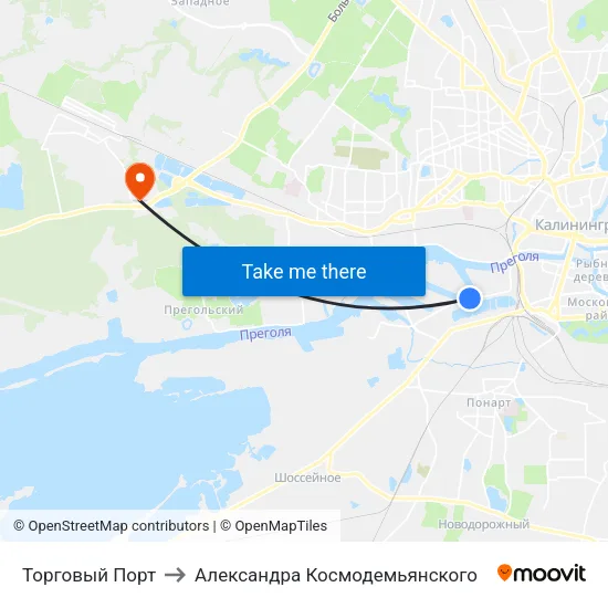 Торговый Порт to Александра Космодемьянского map