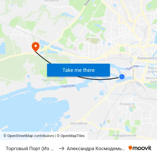 Торговый Порт (Из Центра) to Александра Космодемьянского map