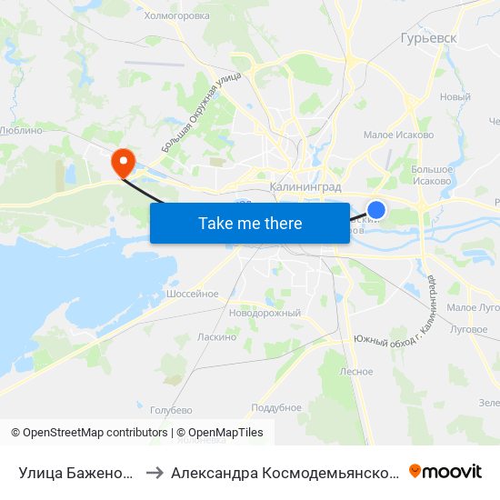 Улица Баженова to Александра Космодемьянского map