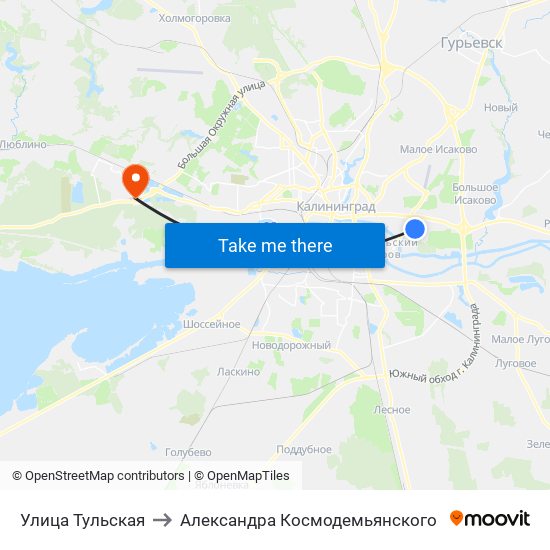 Улица Тульская to Александра Космодемьянского map