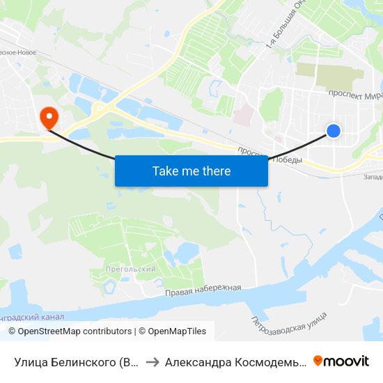 Улица Белинского (В Центр) to Александра Космодемьянского map