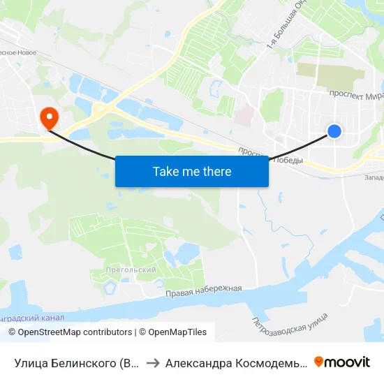 Улица Белинского (В Центр) to Александра Космодемьянского map