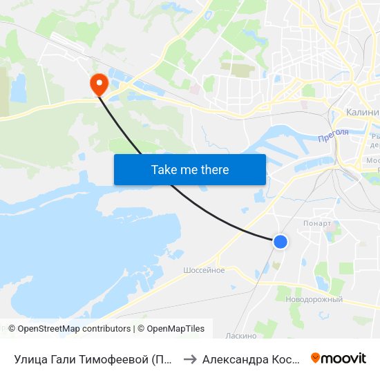 Улица Гали Тимофеевой (По Требованию, В Центр) to Александра Космодемьянского map