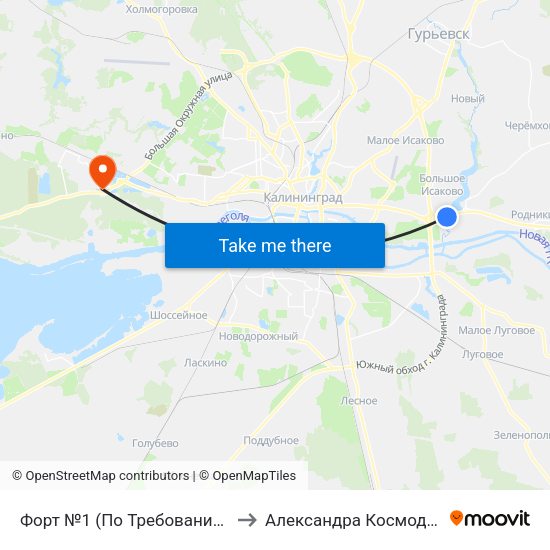 Форт №1 (По Требованию, Из Центра) to Александра Космодемьянского map