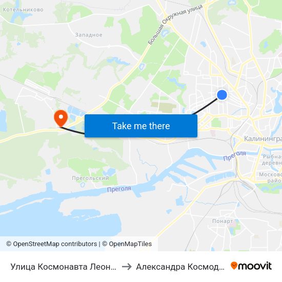 Улица Космонавта Леонова (В Центр) to Александра Космодемьянского map