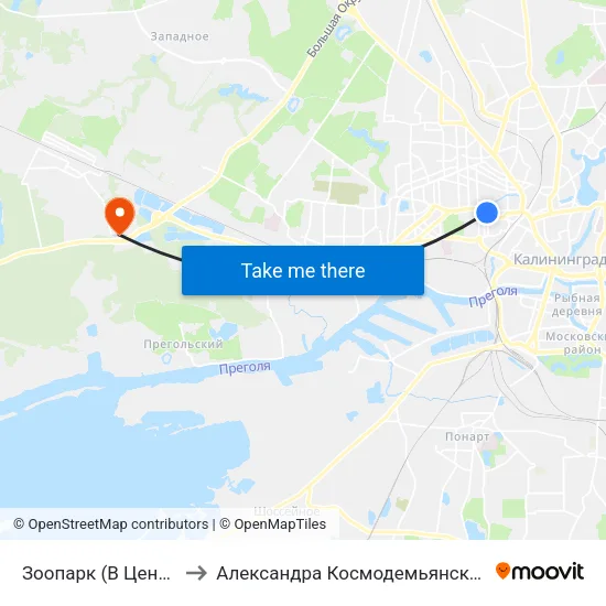 Зоопарк (В Центр) to Александра Космодемьянского map