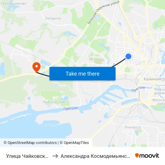 Улица Чайковского to Александра Космодемьянского map