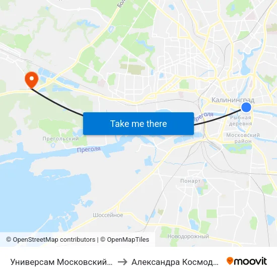 Универсам Московский (Из Центра) to Александра Космодемьянского map