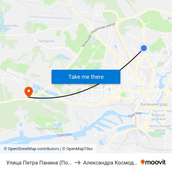 Улица Петра Панина (По Требованию) to Александра Космодемьянского map