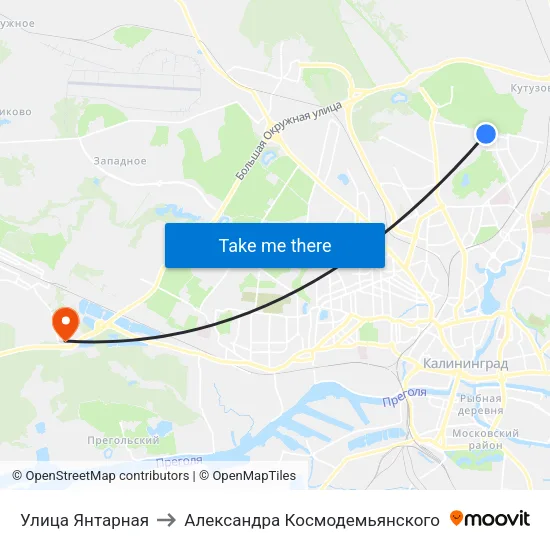 Улица Янтарная to Александра Космодемьянского map