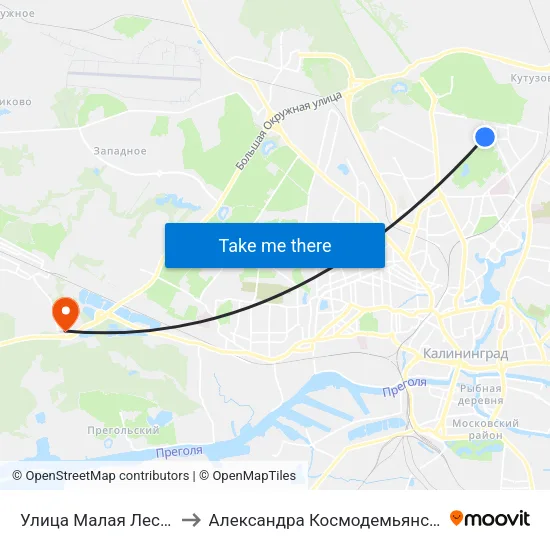 Улица Малая Лесная to Александра Космодемьянского map