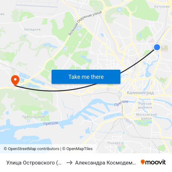 Улица Островского (В Центр) to Александра Космодемьянского map