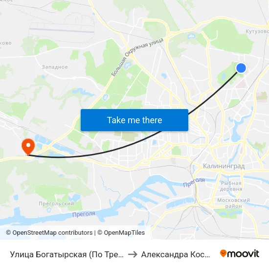 Улица Богатырская (По Требованию, Из Центра) to Александра Космодемьянского map