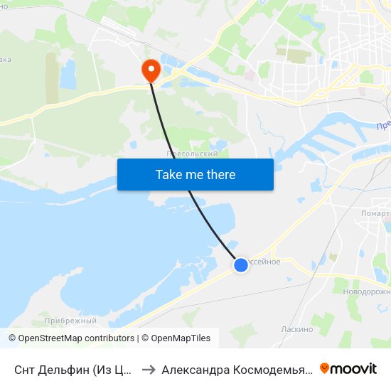 Снт Дельфин (Из Центра) to Александра Космодемьянского map