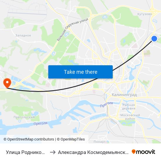 Улица Родниковая to Александра Космодемьянского map