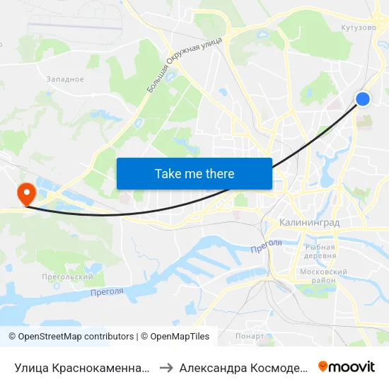 Улица Краснокаменная (В Центр) to Александра Космодемьянского map