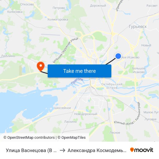 Улица Васнецова (В Центр) to Александра Космодемьянского map