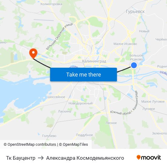 Тк Бауцентр to Александра Космодемьянского map