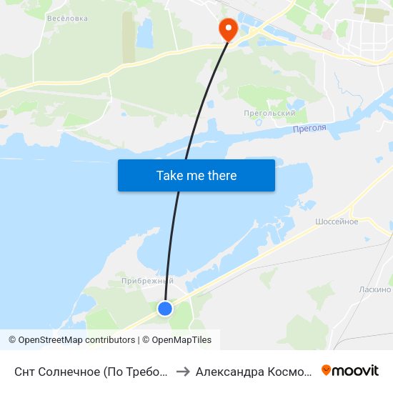 Снт Солнечное (По Требованию, В Центр) to Александра Космодемьянского map