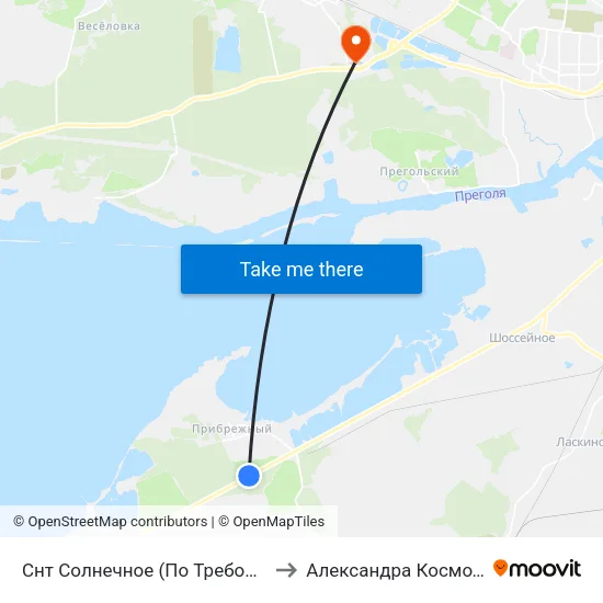 Снт Солнечное (По Требованию, Из Центра) to Александра Космодемьянского map