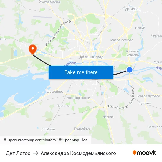 Днт Лотос to Александра Космодемьянского map