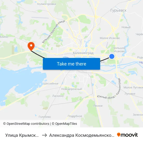Улица Крымская to Александра Космодемьянского map