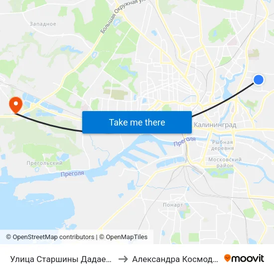 Улица Старшины Дадаева (Конечная) to Александра Космодемьянского map
