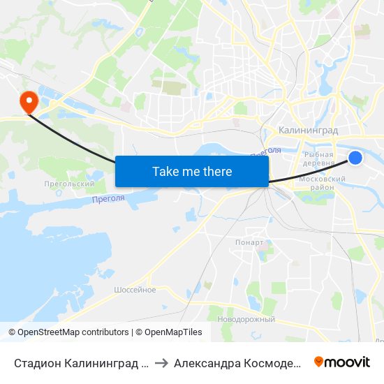 Стадион Калининград (В Центр) to Александра Космодемьянского map