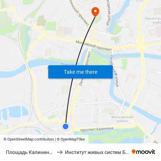 Площадь Калинина (В Центр) to Институт живых систем БФУ им. Канта map