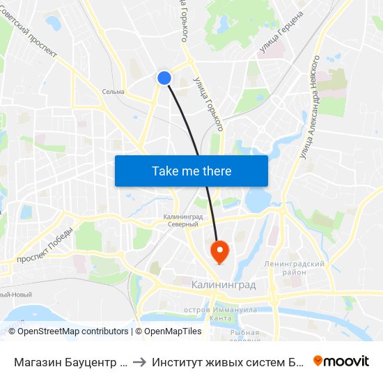 Магазин Бауцентр (В Центр) to Институт живых систем БФУ им. Канта map