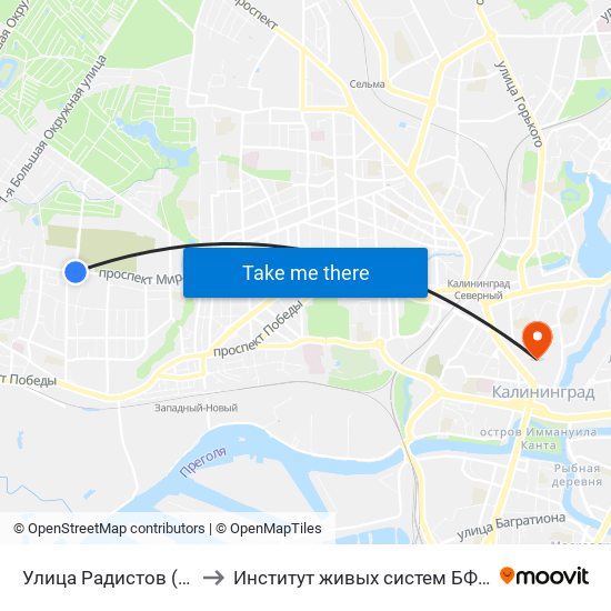 Улица Радистов (В Центр) to Институт живых систем БФУ им. Канта map