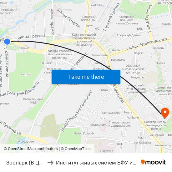 Зоопарк (В Центр) to Институт живых систем БФУ им. Канта map