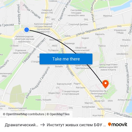 Драматический Театр to Институт живых систем БФУ им. Канта map