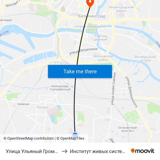 Улица Ульяный Громовой (В Центр) to Институт живых систем БФУ им. Канта map
