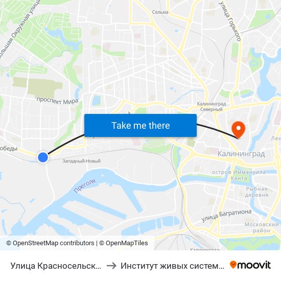 Улица Красносельская (В Центра) to Институт живых систем БФУ им. Канта map